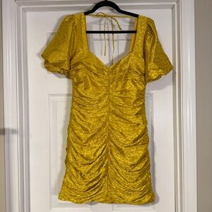 Adelyn Rae Yellow Ruched Dress